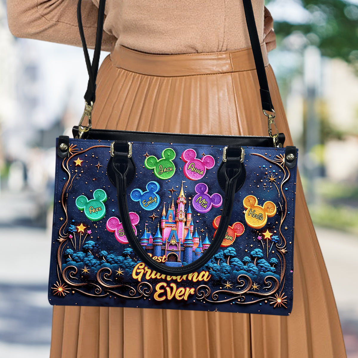 Best Grandma/ Mom Ever - Personalized Mouse Leather Handbag