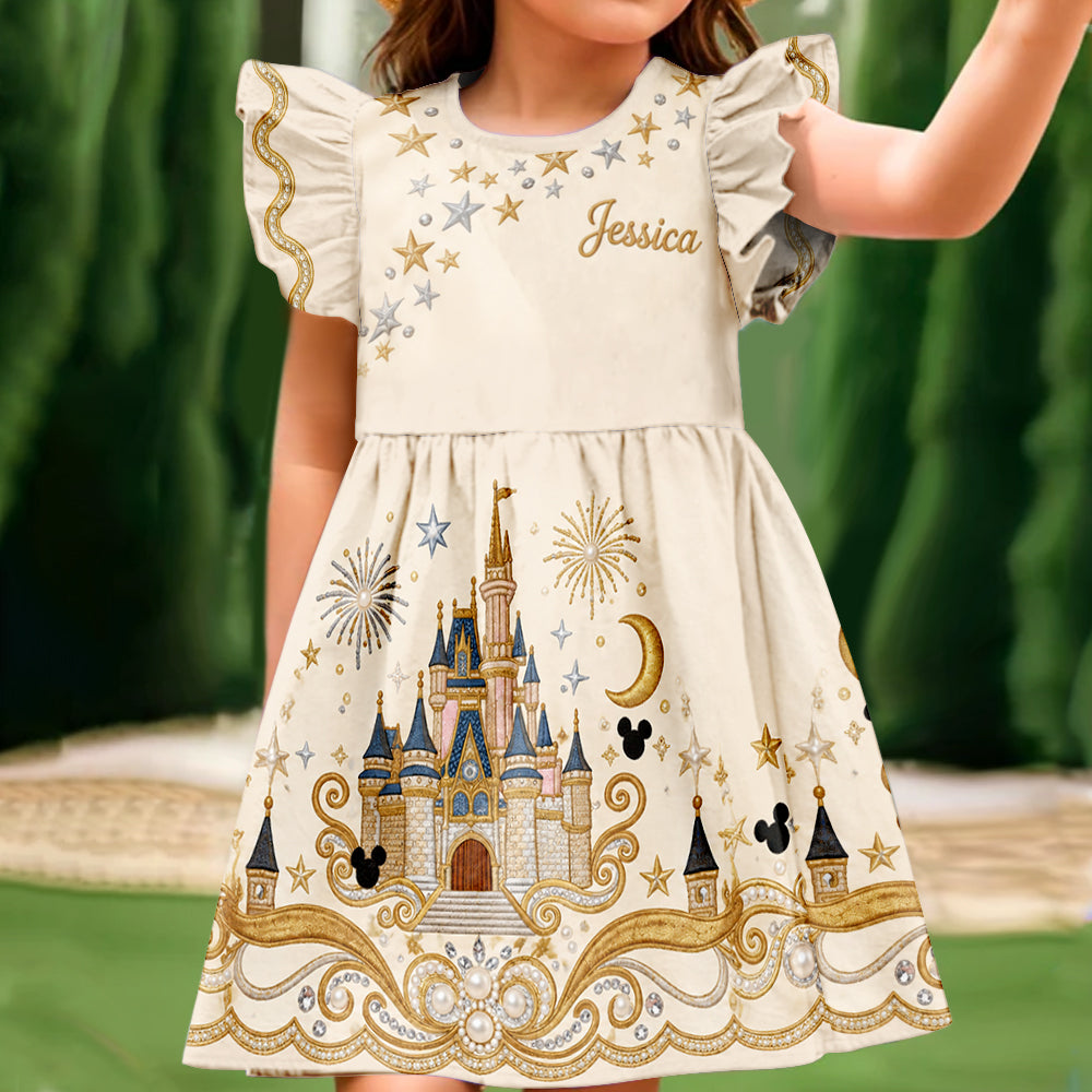 Belive In Magic - Personalized Dream Trip Kid Ruffle Sleeve Dress