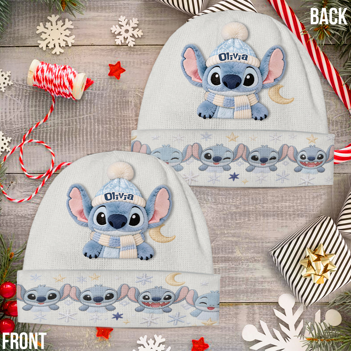 Blue Ohana - Personalized Ohana Beanie Hat With Patches