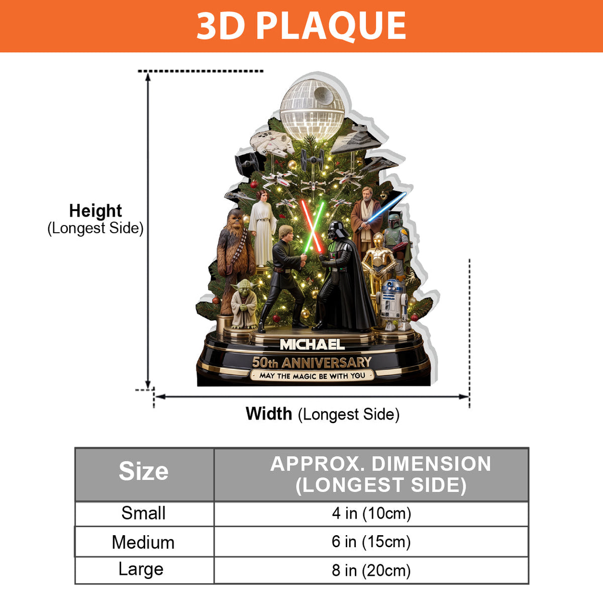 May The Magic Be With You - Personalized The Force 3D Plaque