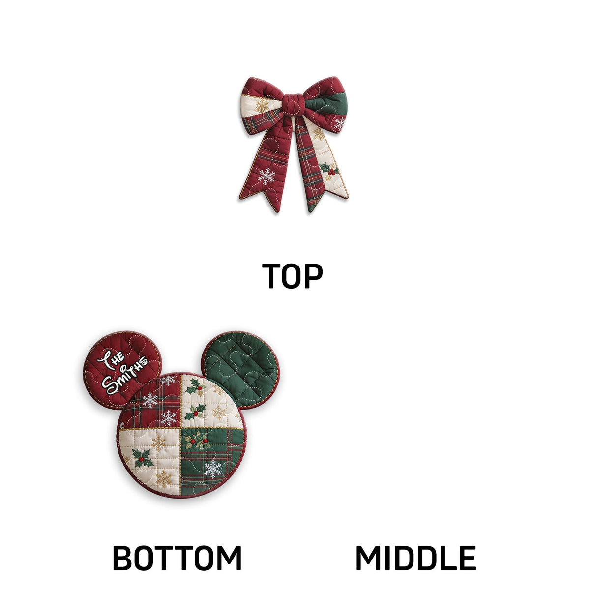 Magical Christmas Family Gift - Personalized Mouse Quilted Door Hanger