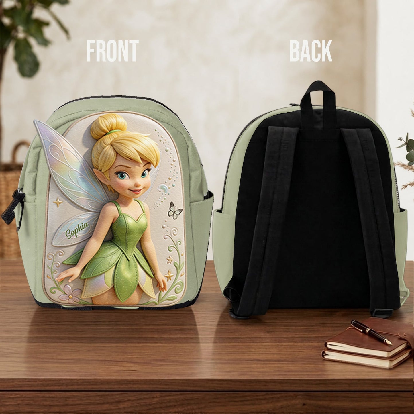 Magical Fairy - Personalized Flying Fairy Changeable Leather Patch Backpack