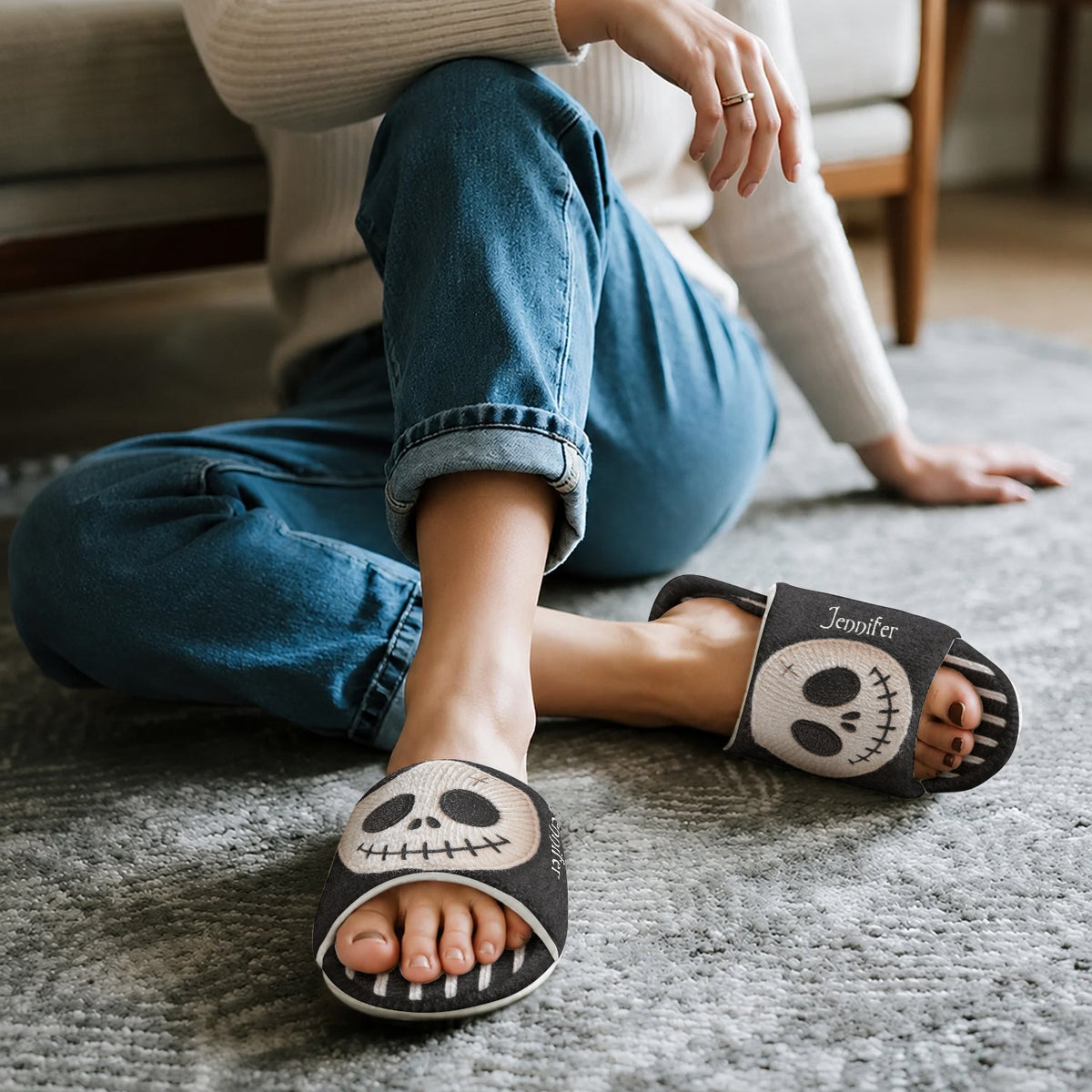 Nightmare Duo - Personalized Nightmare Open-Toe Slippers