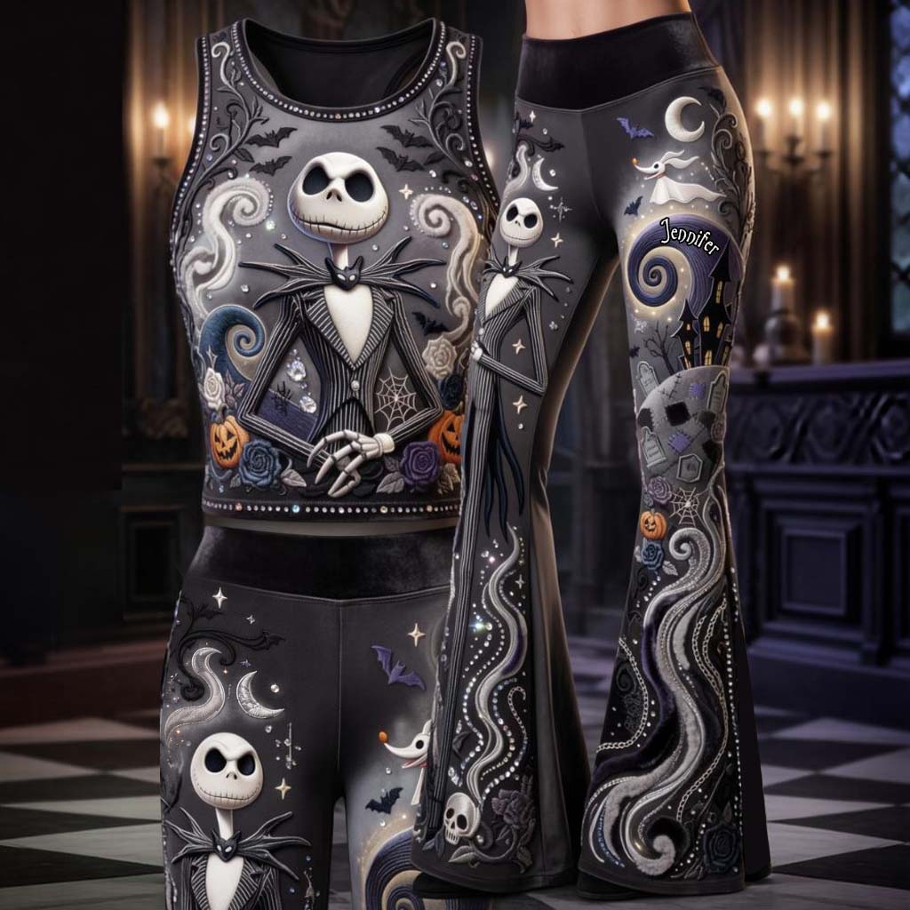 Halloween Nightmare - Personalized Nightmare Flare Pants & Crop Tanktop