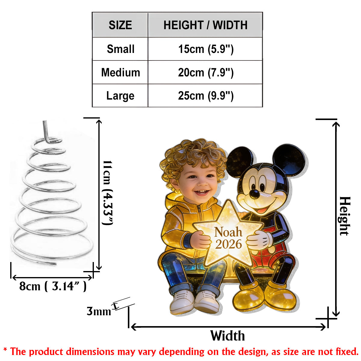 Kid And Character, Mouse, Bear, Ailen,.... - Personalized Kid LED Light Tree Topper