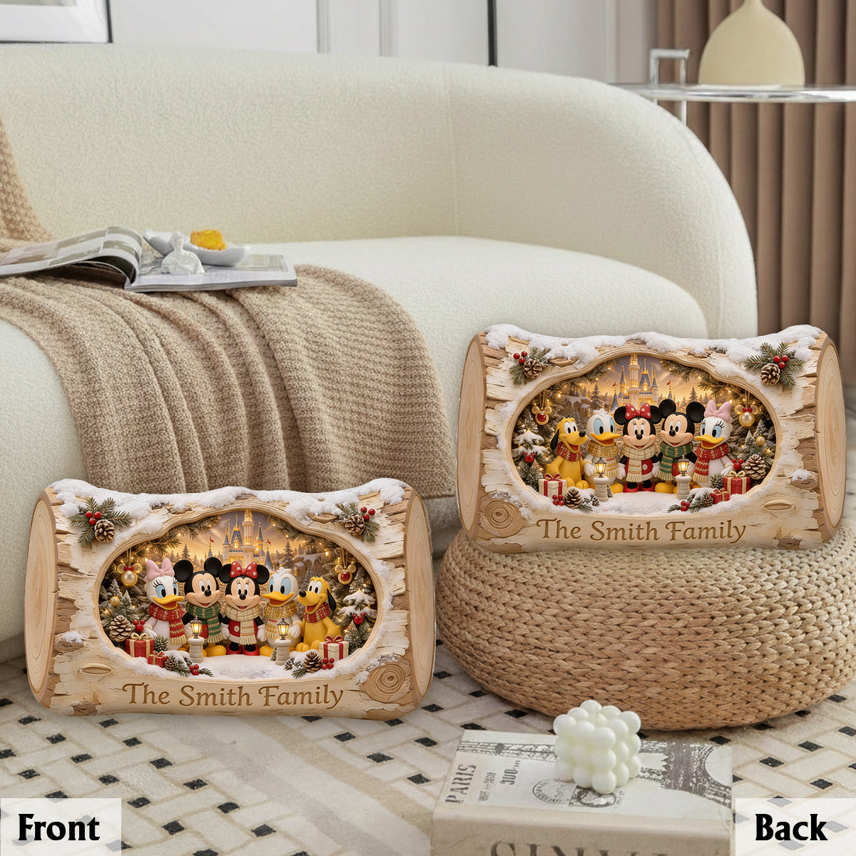 Merry Christmas - Personalized Mouse Premium Faux Fur Pillow