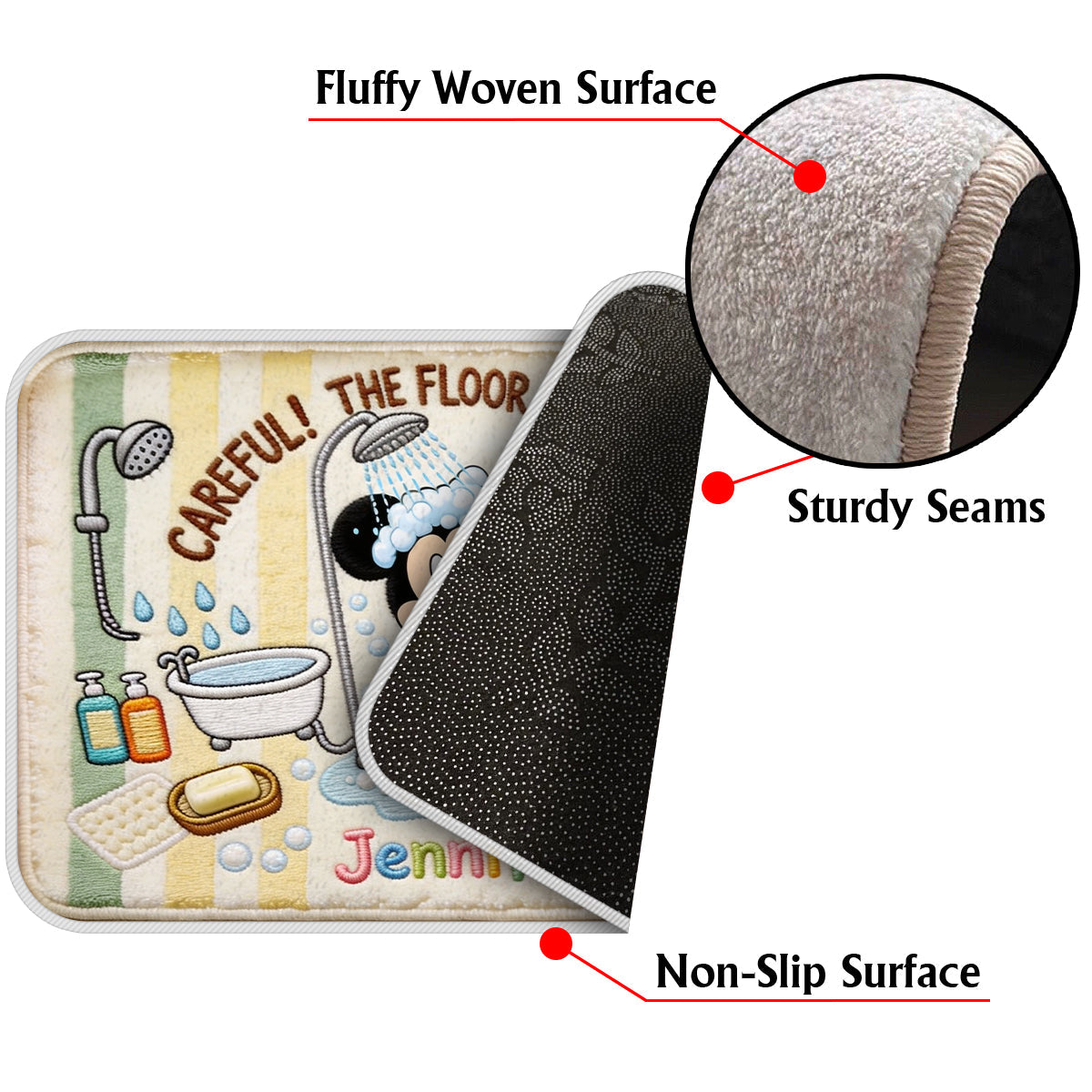 Becarefull - Personalized Mouse Non-Slip Tufted Rug