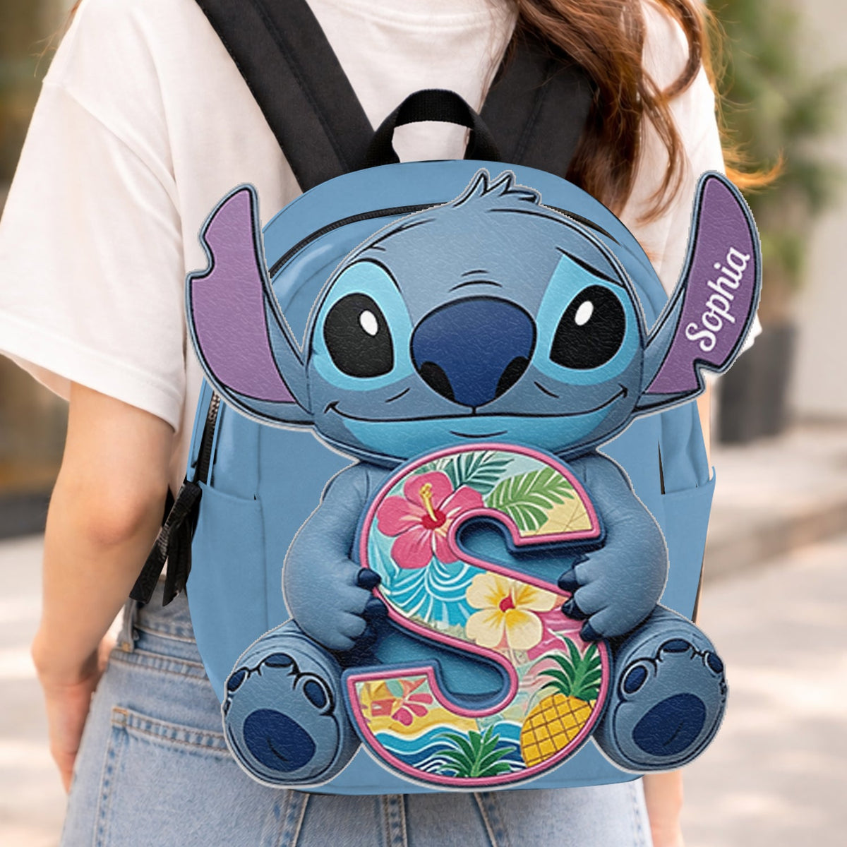 Custom Ohana Initial Letter - Personalized Ohana Changeable Leather Patch Backpack