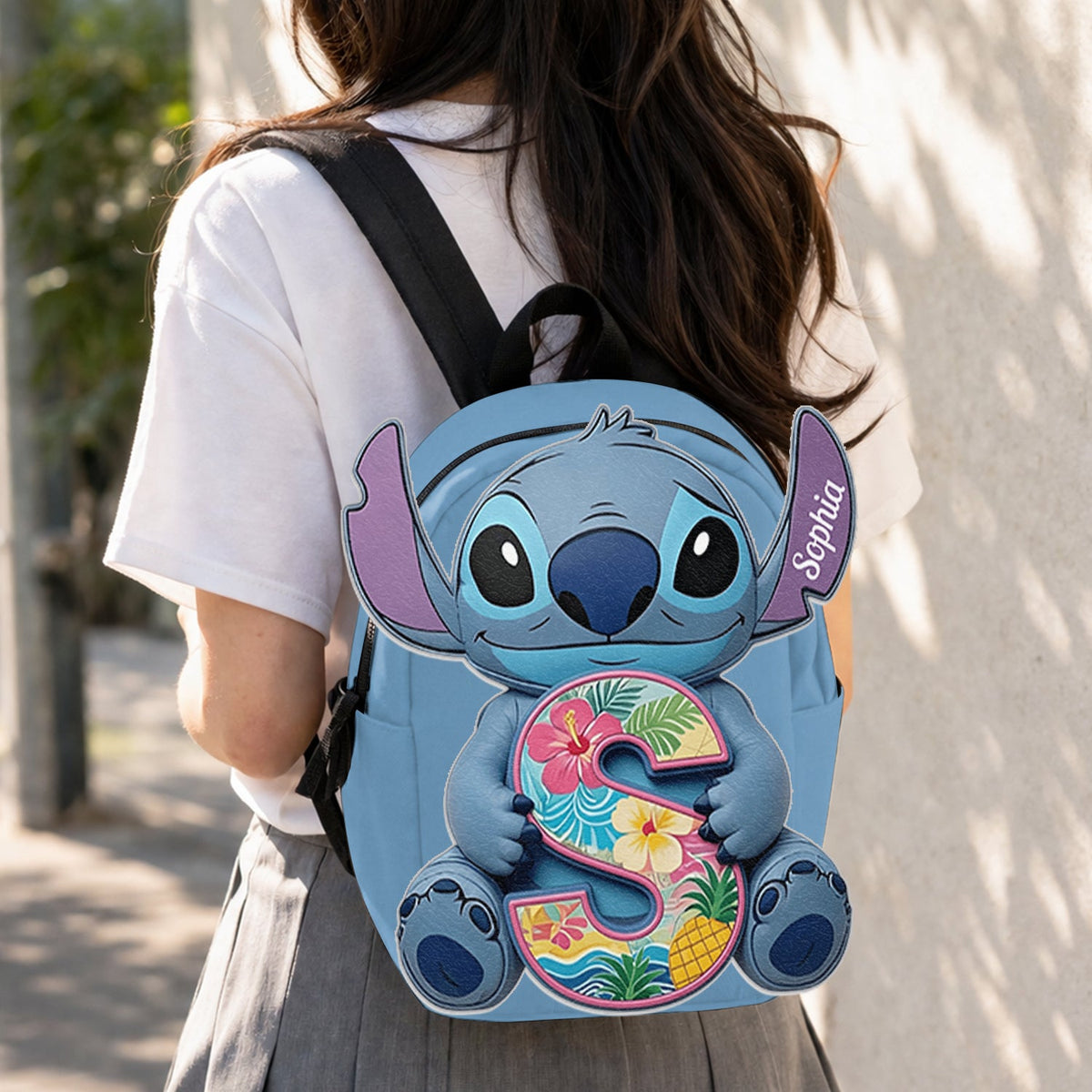 Custom Ohana Initial Letter - Personalized Ohana Changeable Leather Patch Backpack