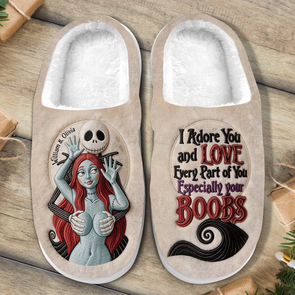 Naughty Spooky Couple - Personalized Nightmare Slippers