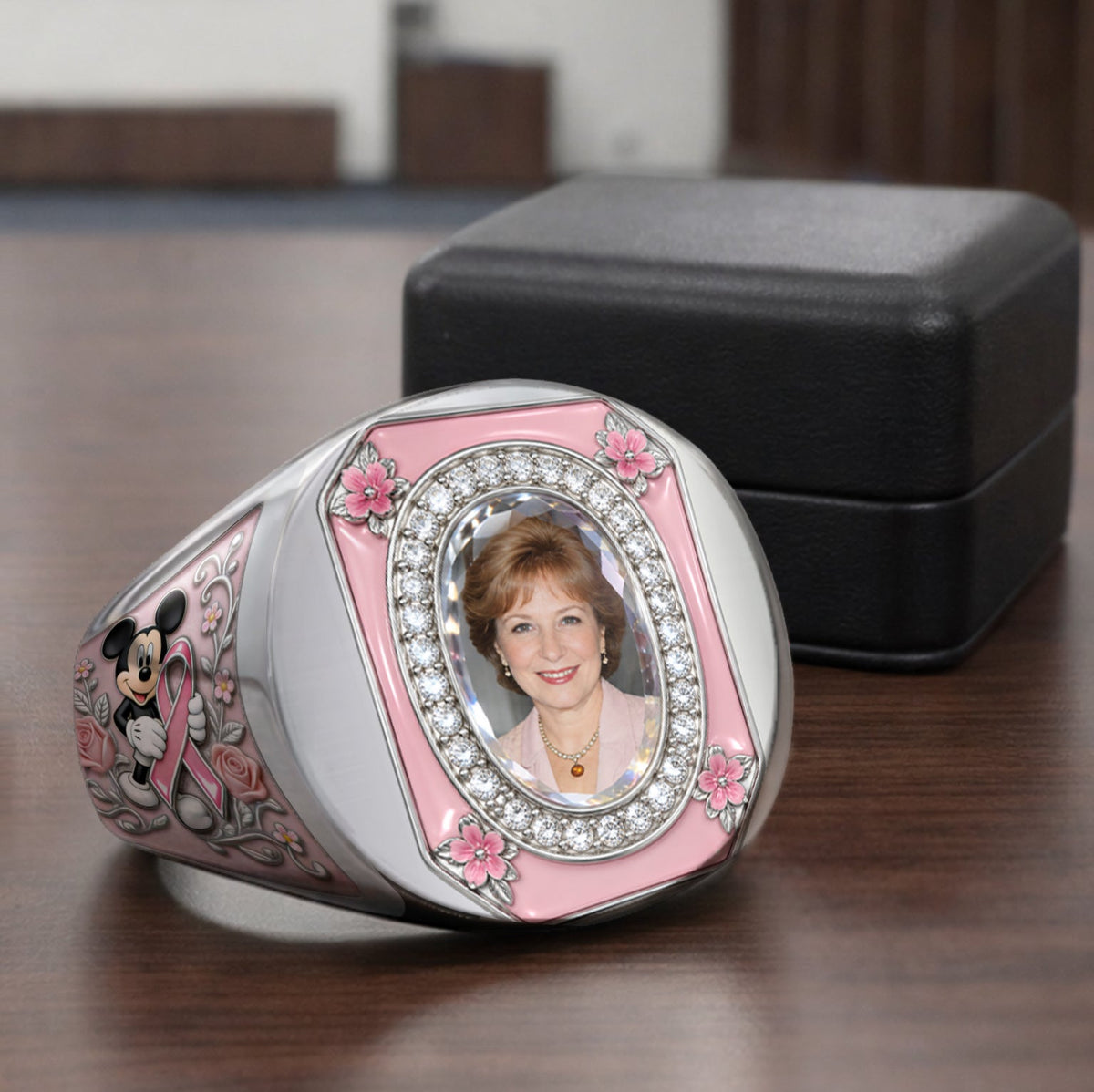 In Octorber We Wear Pink - Personalized Breast Cancer Awareness Signet Ring