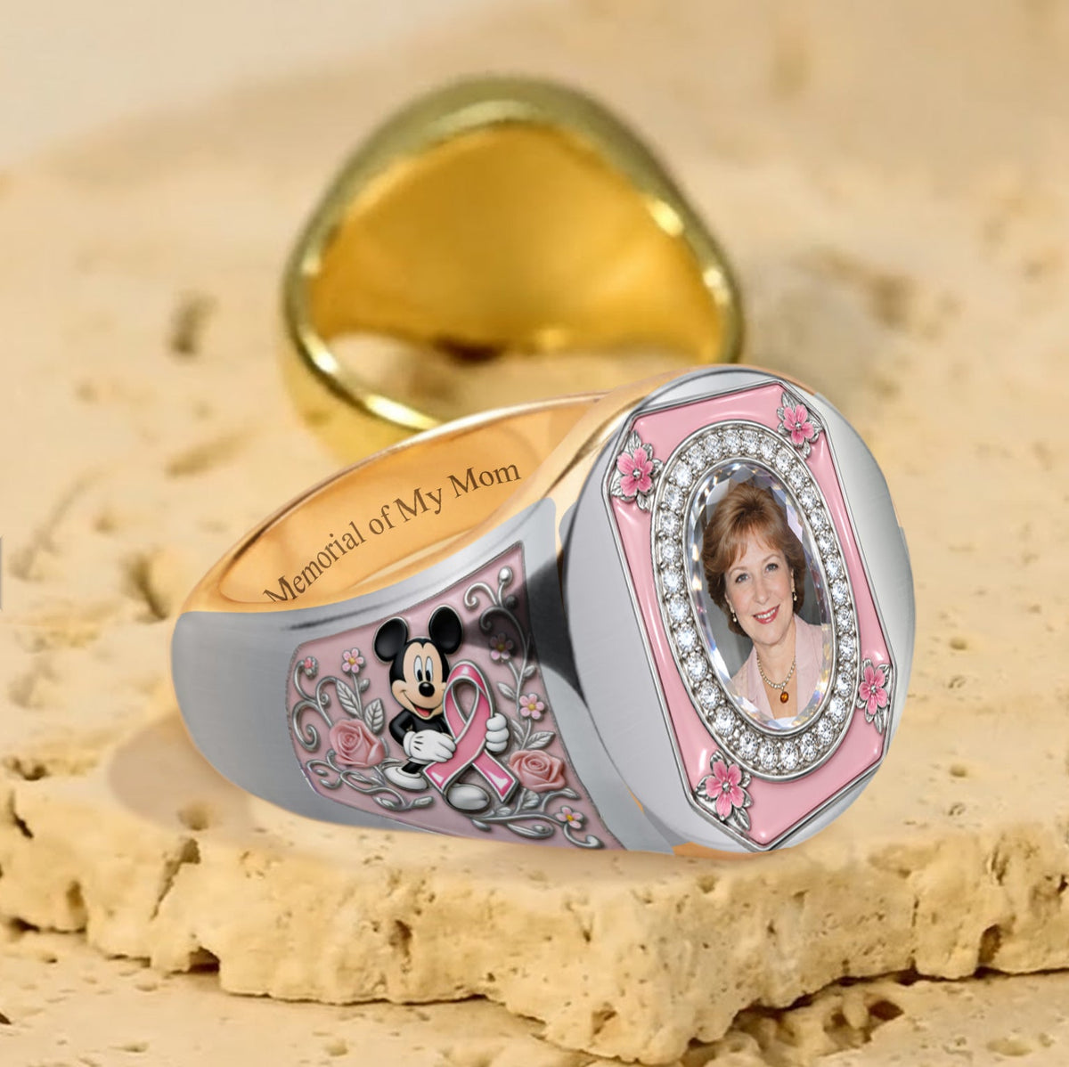 In Octorber We Wear Pink - Personalized Breast Cancer Awareness Signet Ring