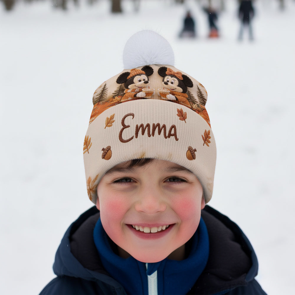 Pumpkin Spice & Cozy Vibes - Personalized Mouse Beanie Hat