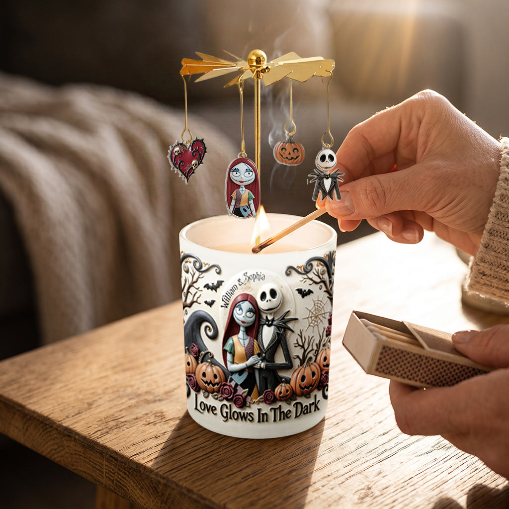 Love Glows In The Dark - Personalized Nightmare Spinning Candle Holder