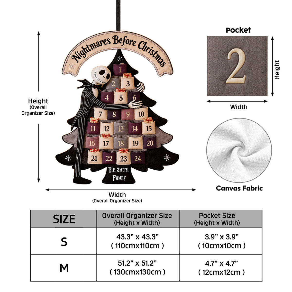 Nightmares Before Christmas - Personalized Nightmare Fabric Advent Calendar