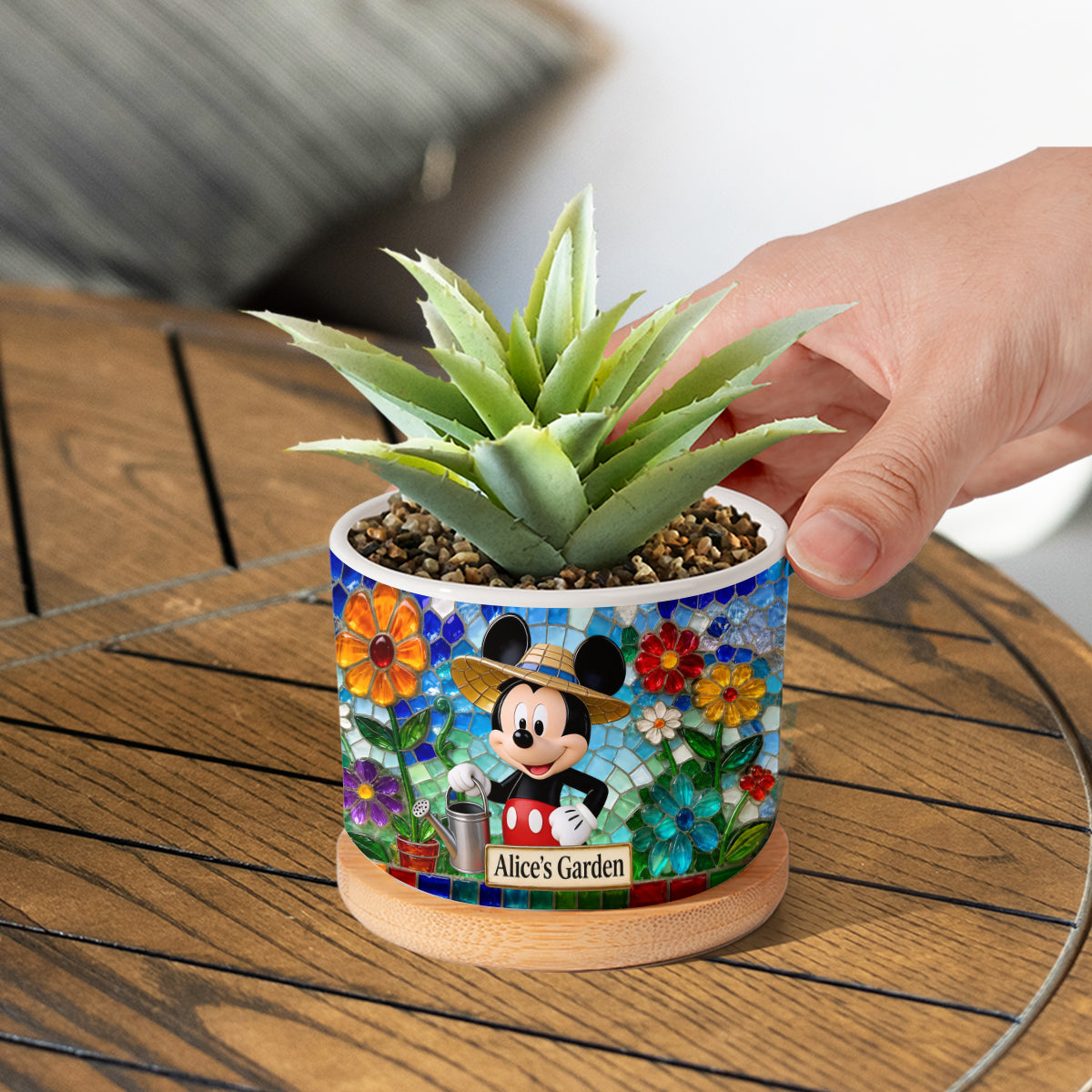 Love Gardening Cute Mouse Ears - Personalized Mouse Ceramic Plant Pot