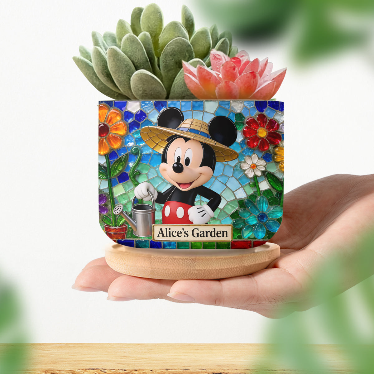Love Gardening Cute Mouse Ears - Personalized Mouse Ceramic Plant Pot