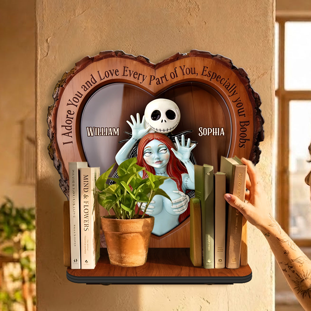 Naughty Spooky Couple - Personalized Nightmare Wooden Floating Shelf