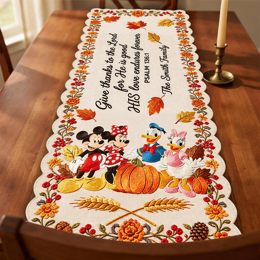 Thankful - Personalized Mouse Custom Shape Table Runner