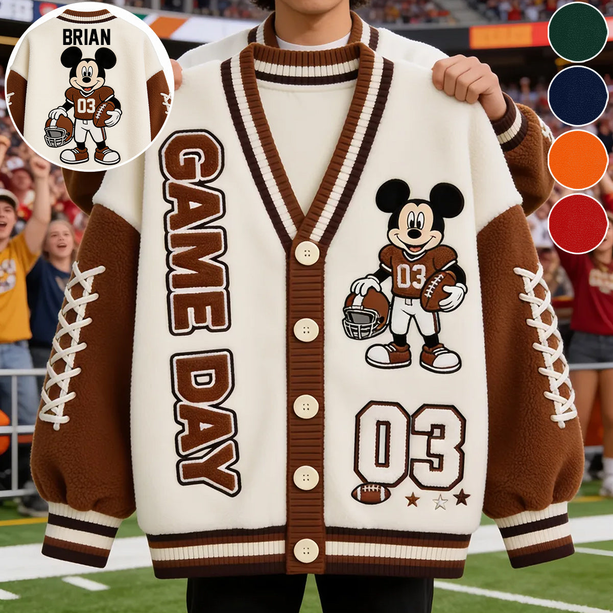 Game Day - Personalized Football Cardigan Sweater