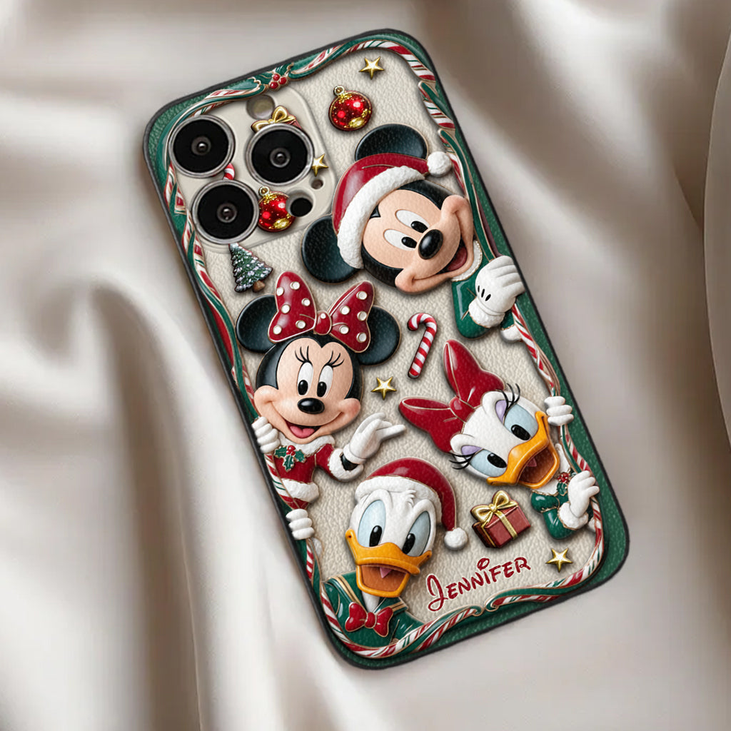 Magical Friends - Personalized Mouse 3D Embossed Leather Phone Case