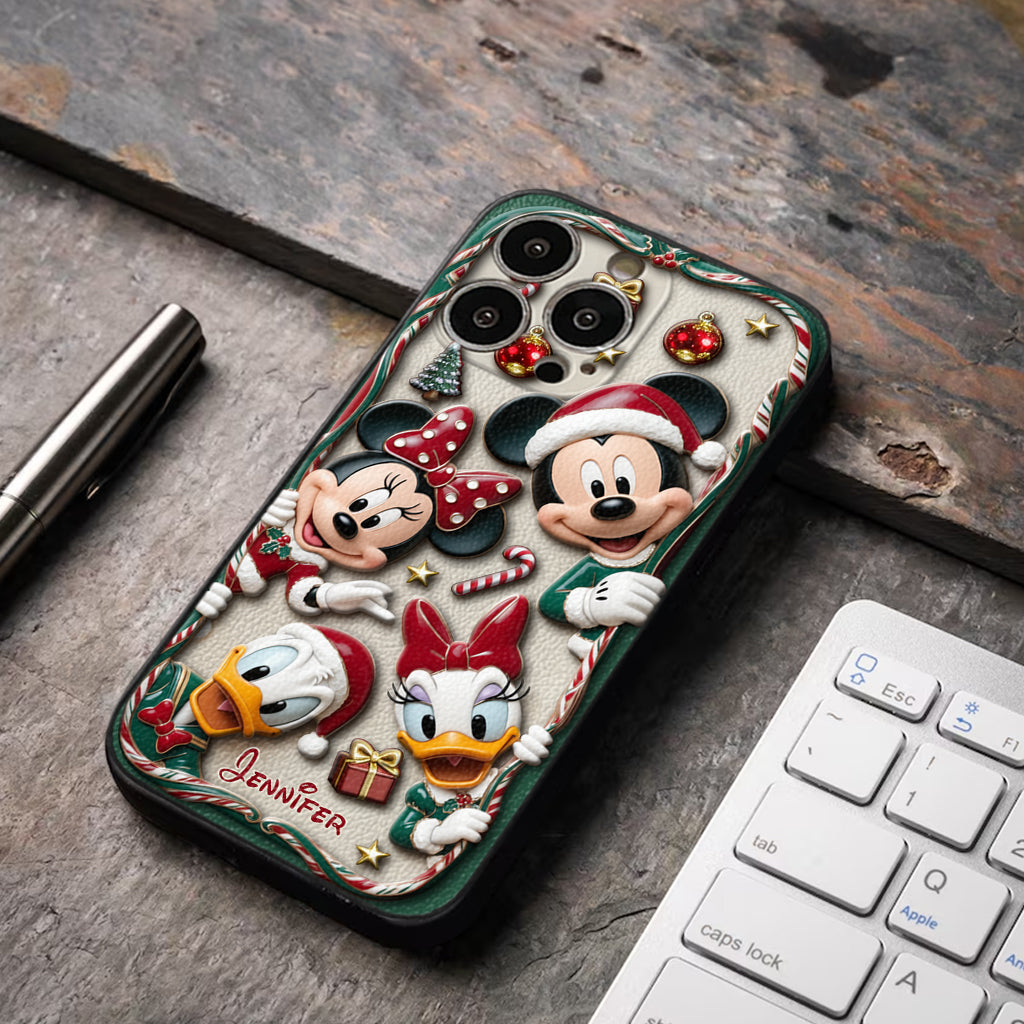Magical Friends - Personalized Mouse 3D Embossed Leather Phone Case