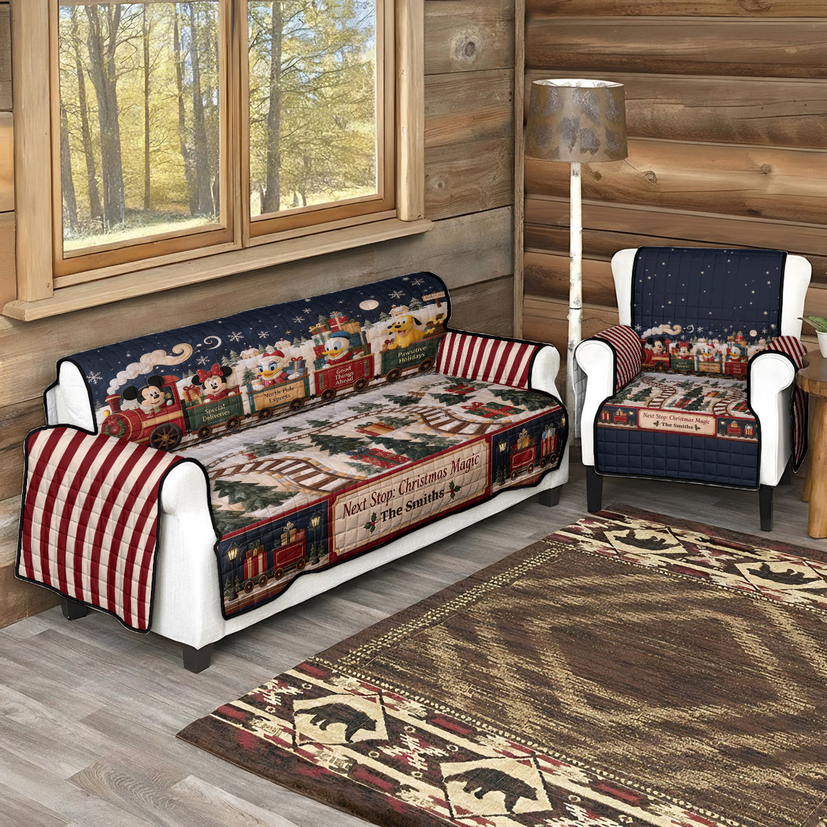 Merry Christmas - Personalized Mouse Quilted Sofa/Couch Cover