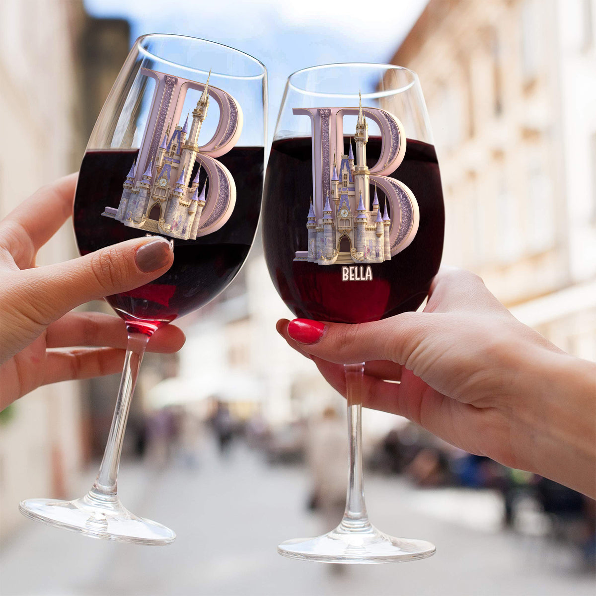 Magical Castle Custom Letter Alphabet - Personalized Mouse Wine Glass With Long Stem