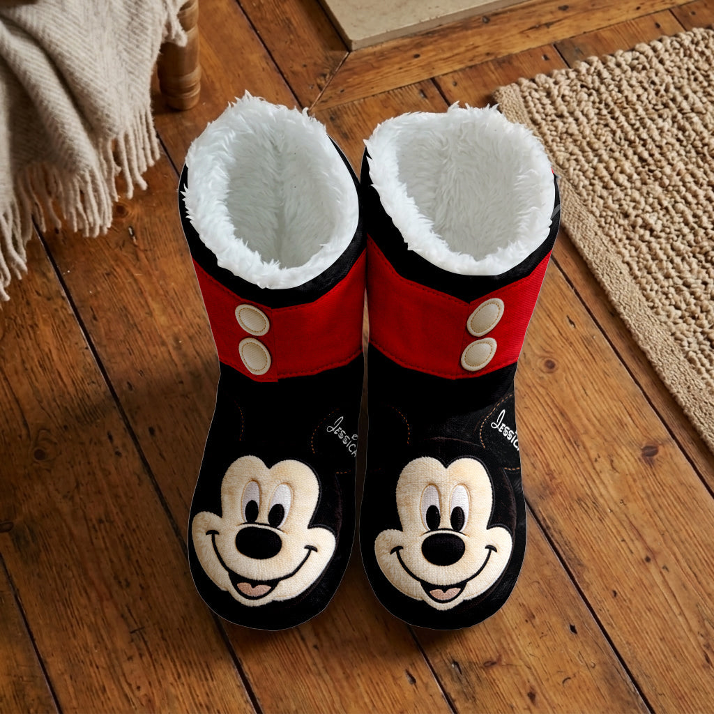 Big Ears Mouse Head - Personalized Mouse Faux Fur Boot Slippers