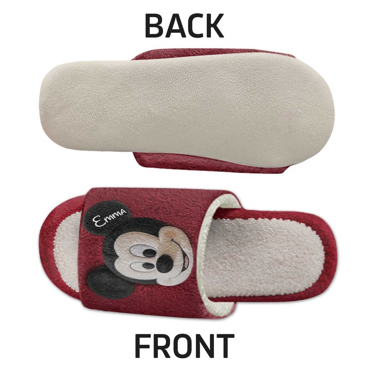 Big Ears Duo - Personalized Mouse Open-Toe Slippers