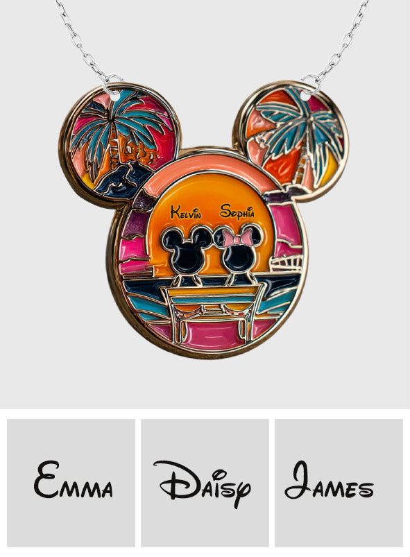 Romantic Sunset - Personalized Mouse Custom Shaped Pendant Necklace