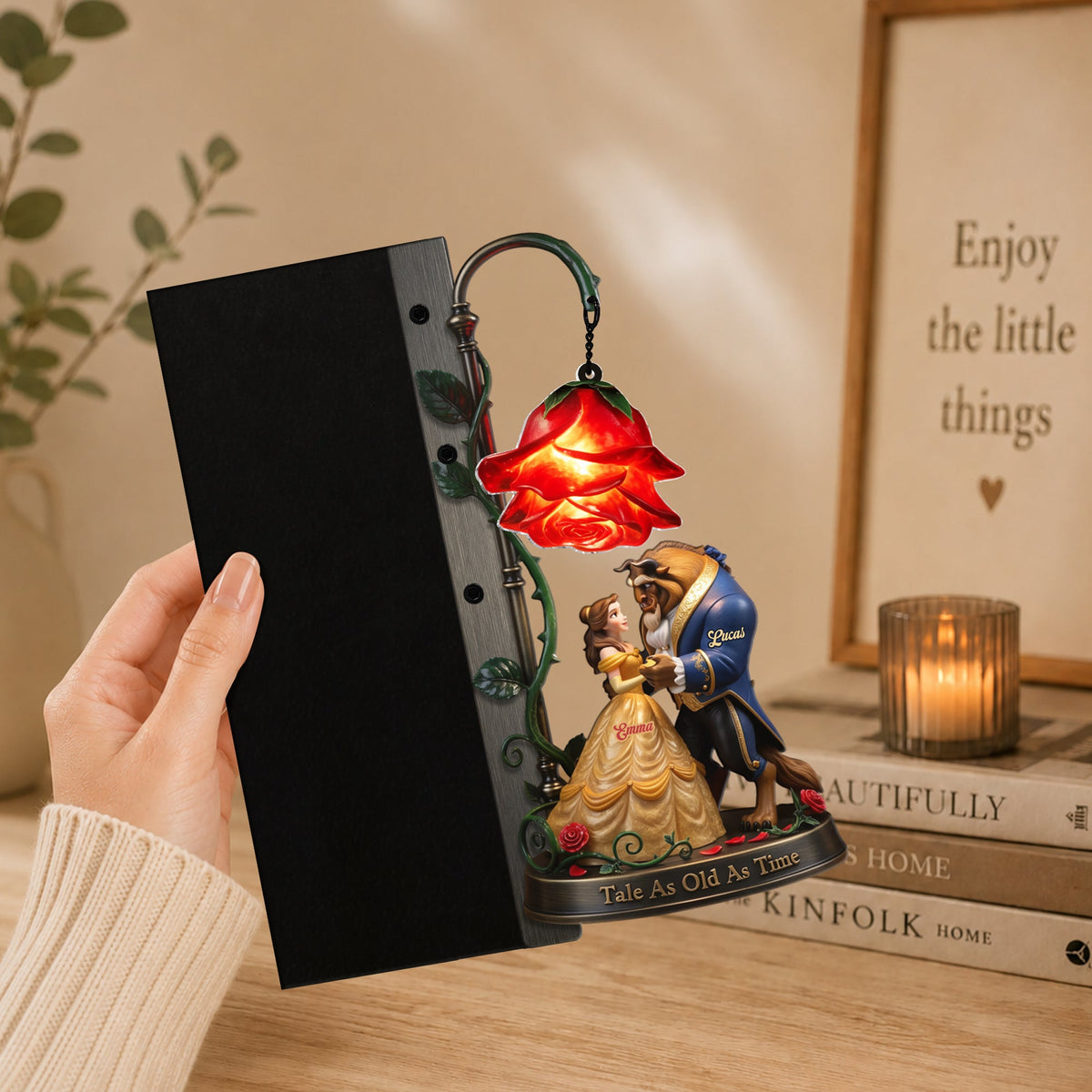 Tale As Old As Time - Personalized Beauty And The Beast Bookshelf Lamp