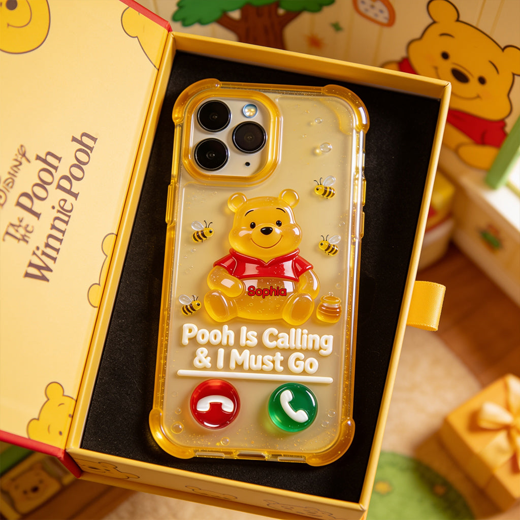 Pooh Is Calling And I Must Go - Personalized Yellow Bear Full Print Phone Case