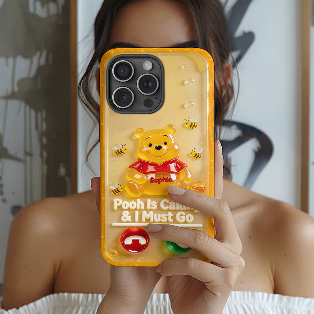 Pooh Is Calling And I Must Go - Personalized Yellow Bear Full Print Phone Case