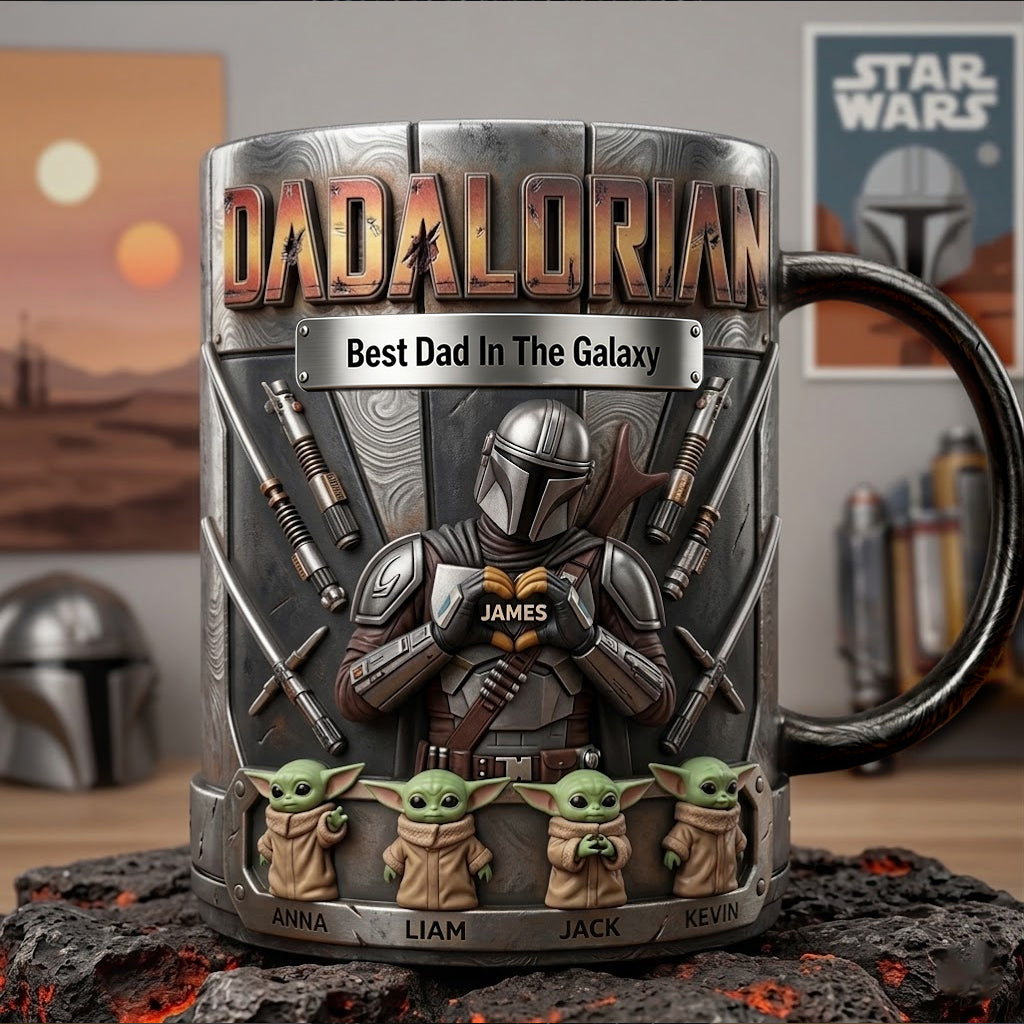 Best Dad In The Galaxy - Personalized The Force Accent Mug & Coaster