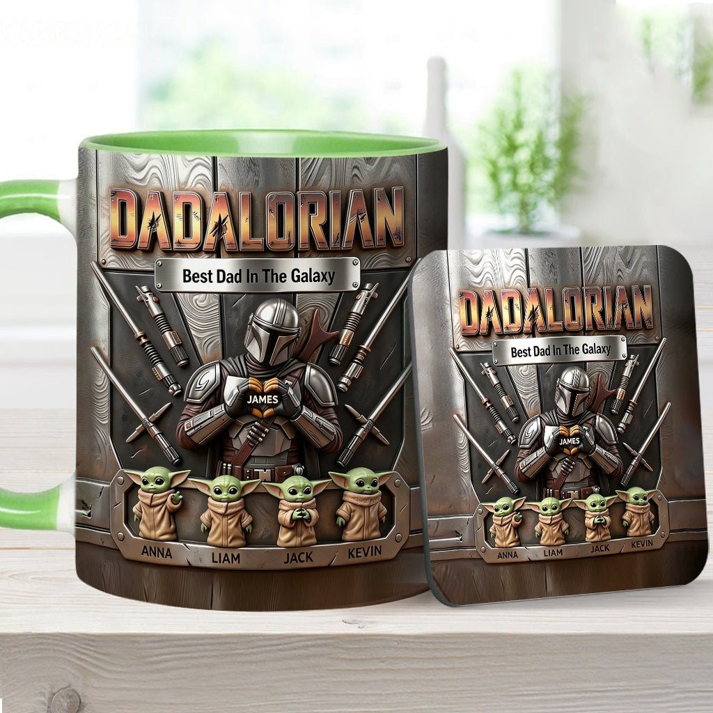 Best Dad In The Galaxy - Personalized The Force Accent Mug & Coaster