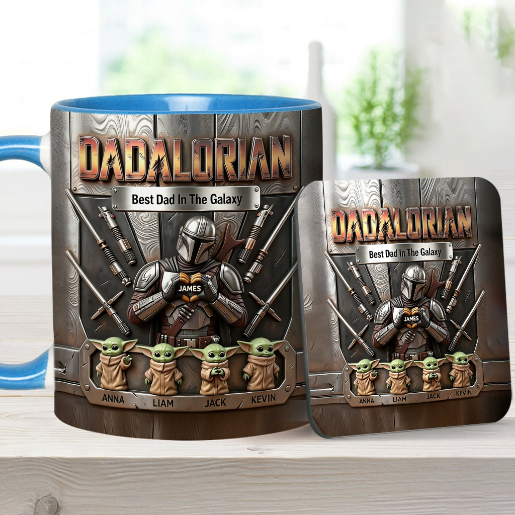 Best Dad In The Galaxy - Personalized The Force Accent Mug & Coaster