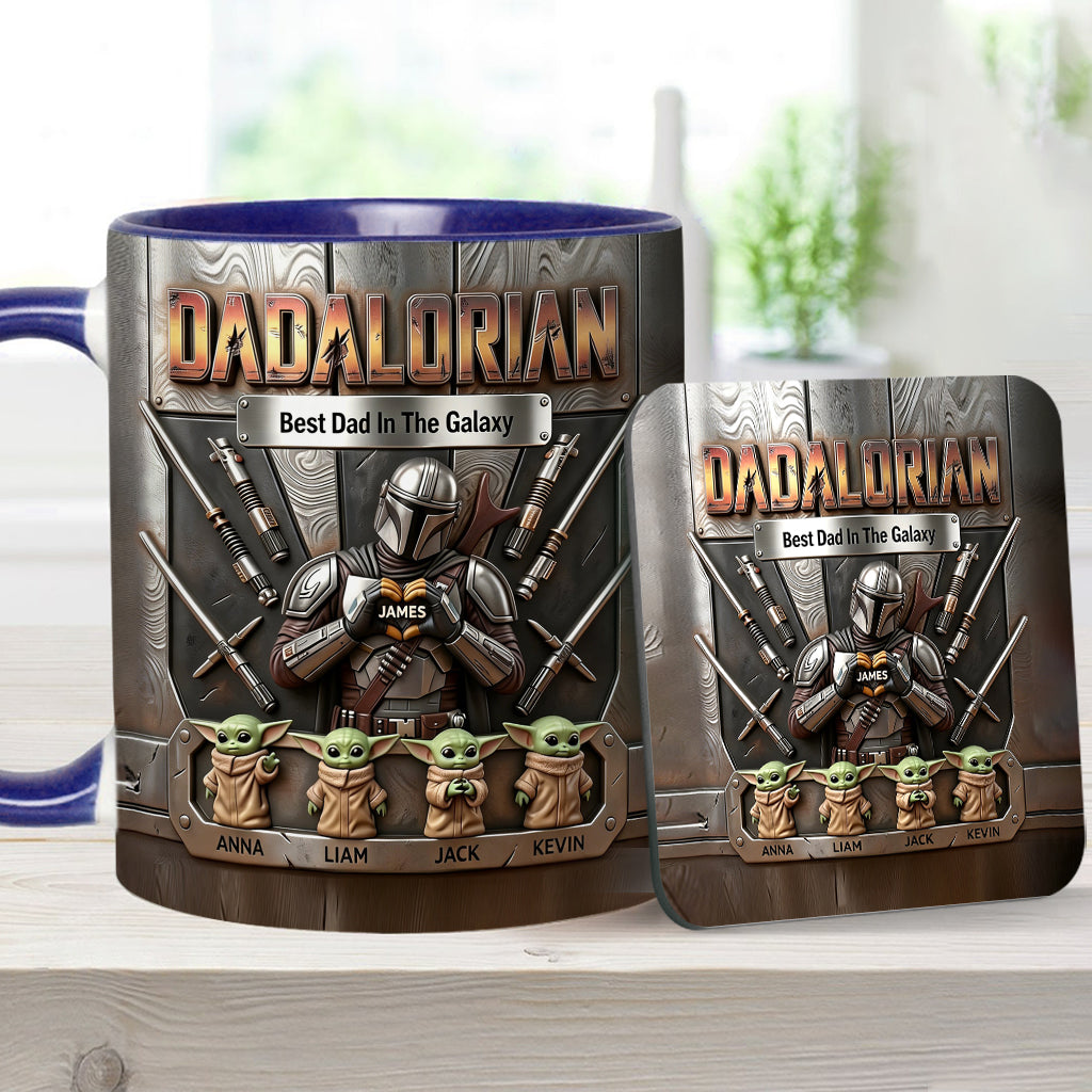 Best Dad In The Galaxy - Personalized The Force Accent Mug & Coaster