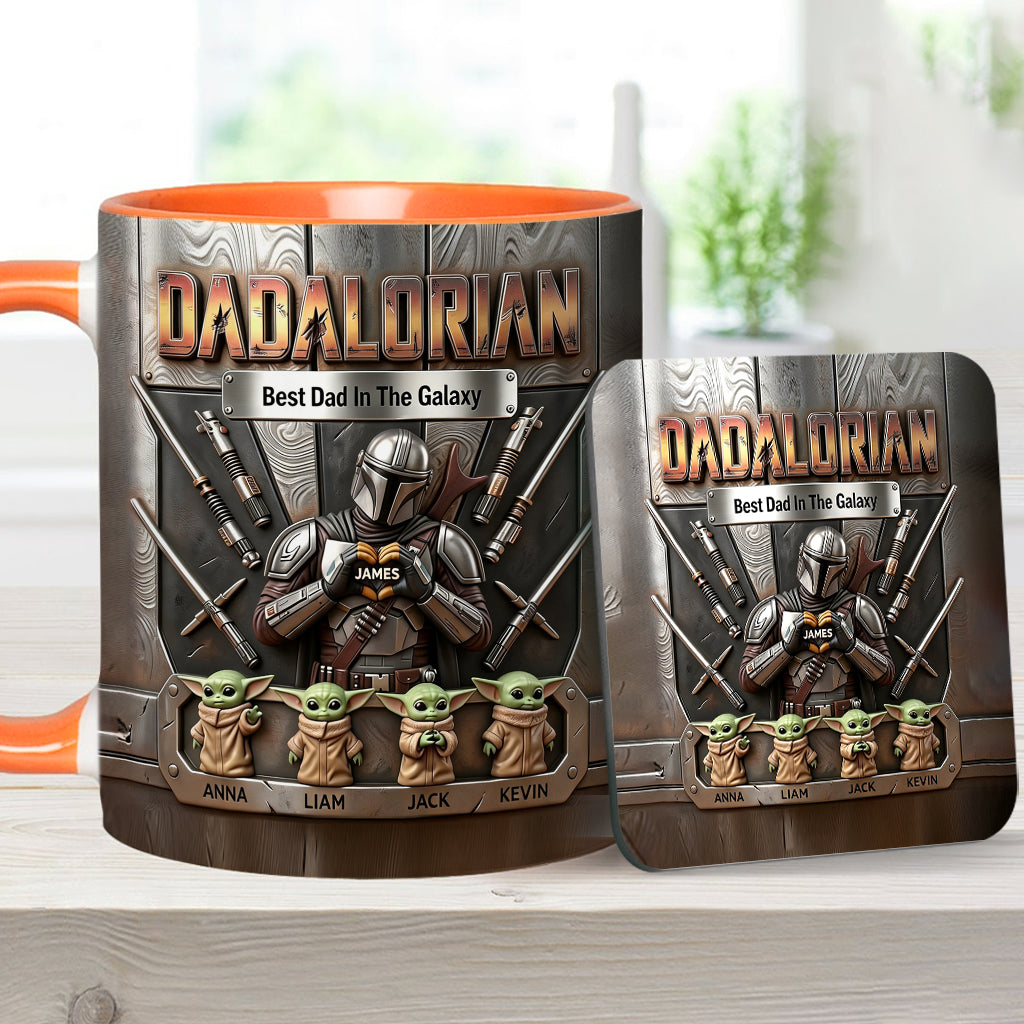 Best Dad In The Galaxy - Personalized The Force Accent Mug & Coaster