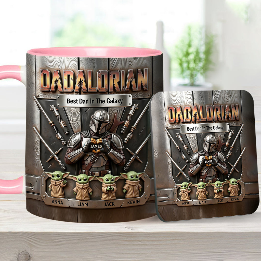Best Dad In The Galaxy - Personalized The Force Accent Mug & Coaster