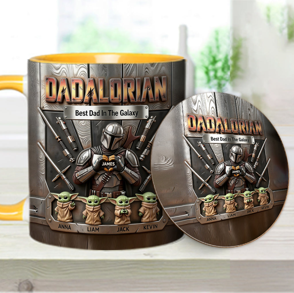 Best Dad In The Galaxy - Personalized The Force Accent Mug & Coaster