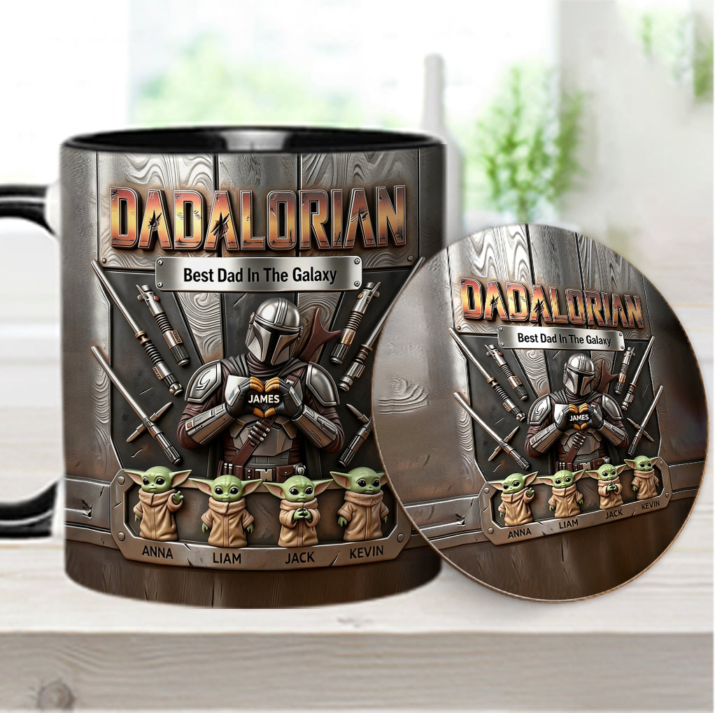 Best Dad In The Galaxy - Personalized The Force Accent Mug & Coaster