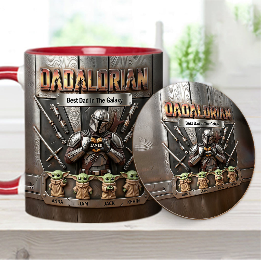 Best Dad In The Galaxy - Personalized The Force Accent Mug & Coaster