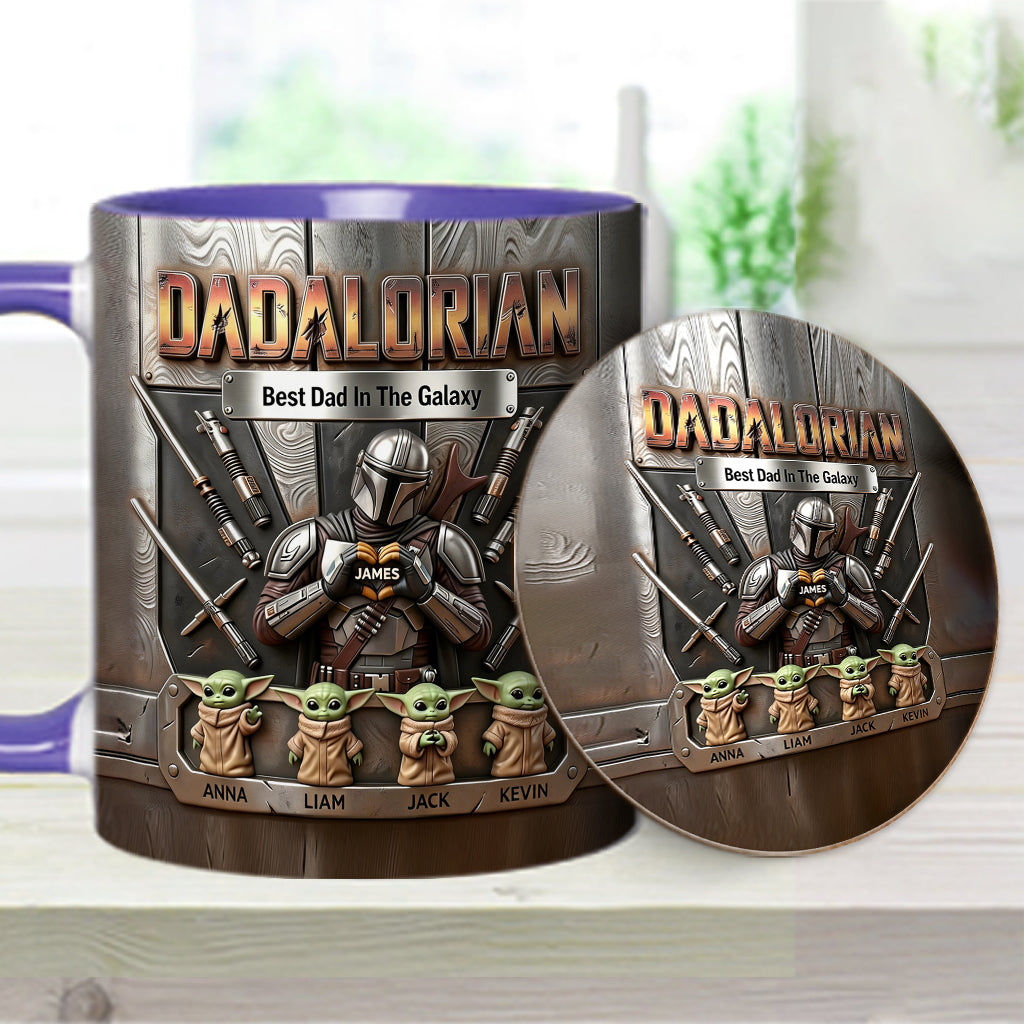 Best Dad In The Galaxy - Personalized The Force Accent Mug & Coaster