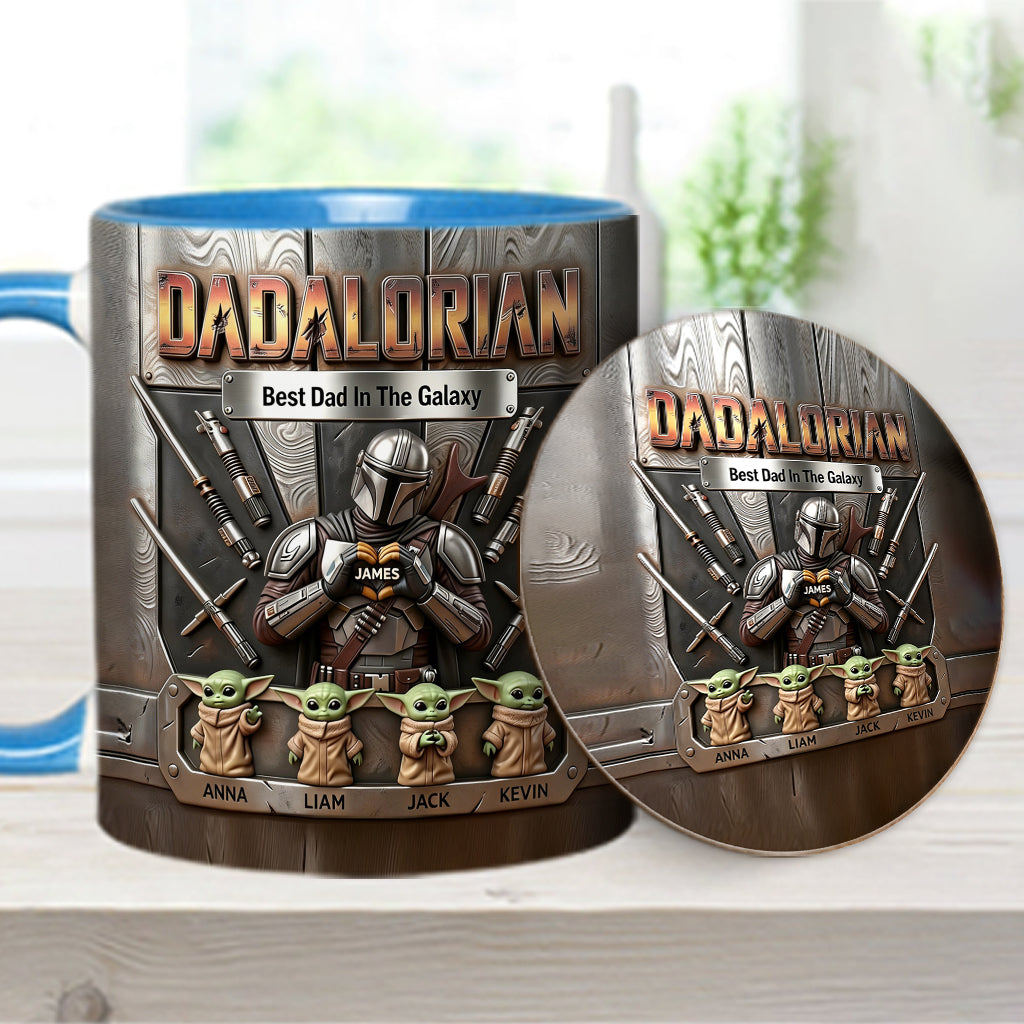 Best Dad In The Galaxy - Personalized The Force Accent Mug & Coaster