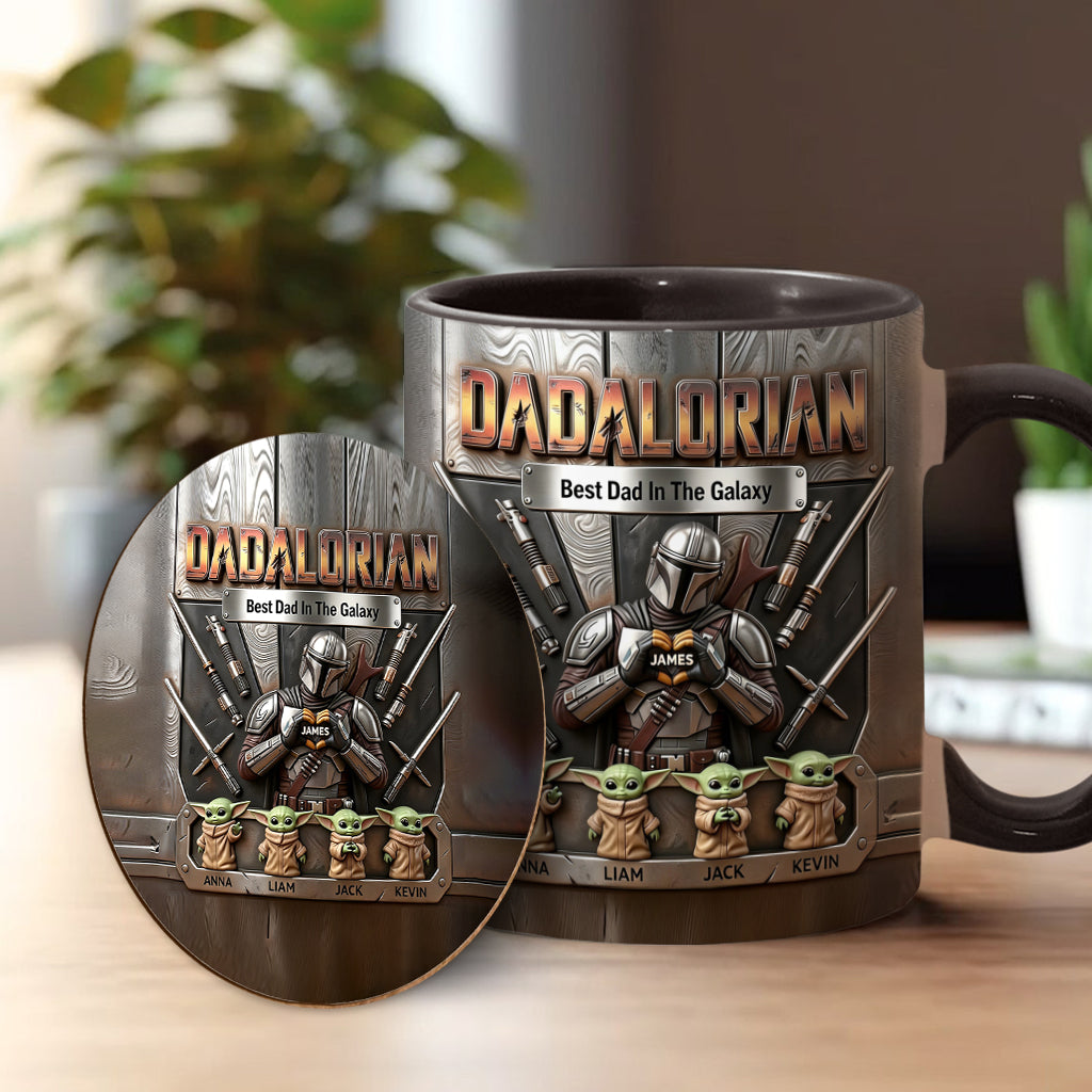 Best Dad In The Galaxy - Personalized The Force Accent Mug & Coaster
