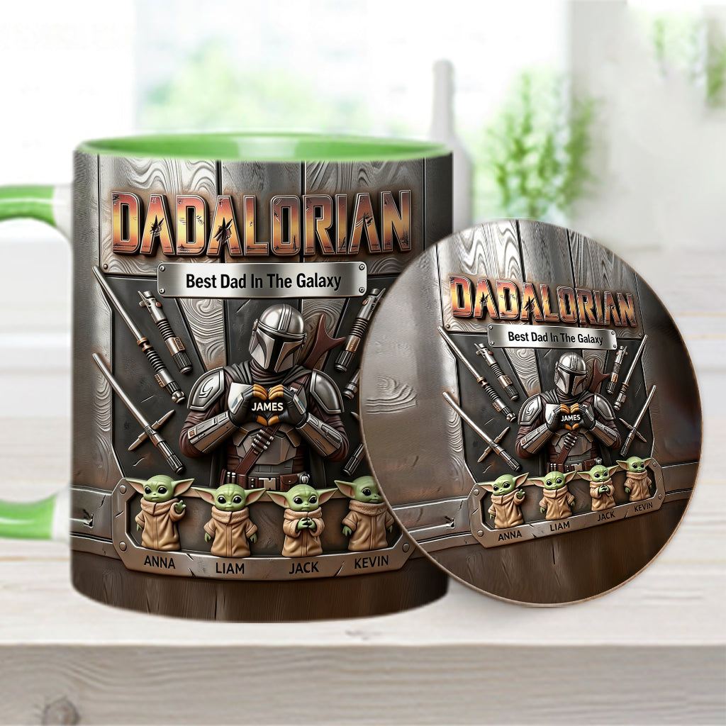 Best Dad In The Galaxy - Personalized The Force Accent Mug & Coaster