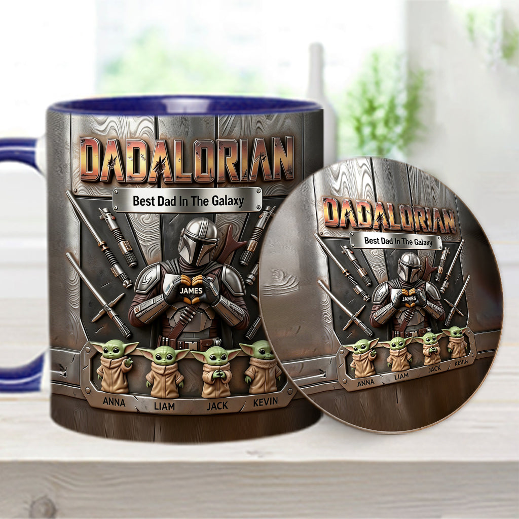 Best Dad In The Galaxy - Personalized The Force Accent Mug & Coaster