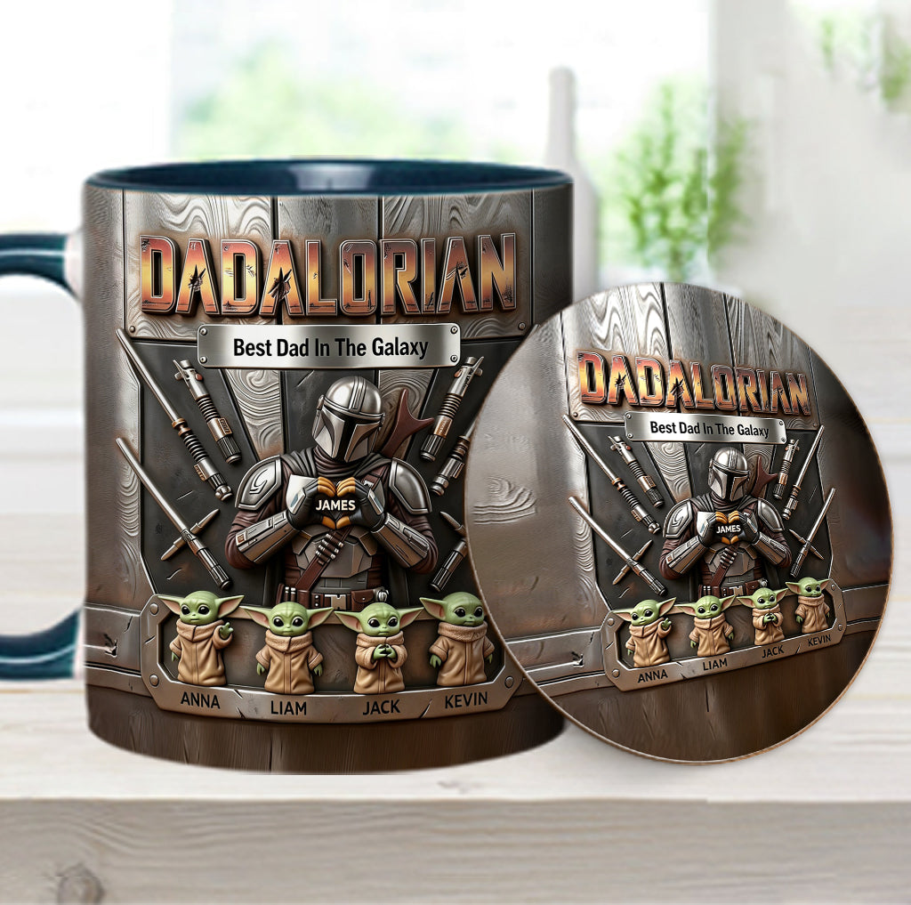 Best Dad In The Galaxy - Personalized The Force Accent Mug & Coaster