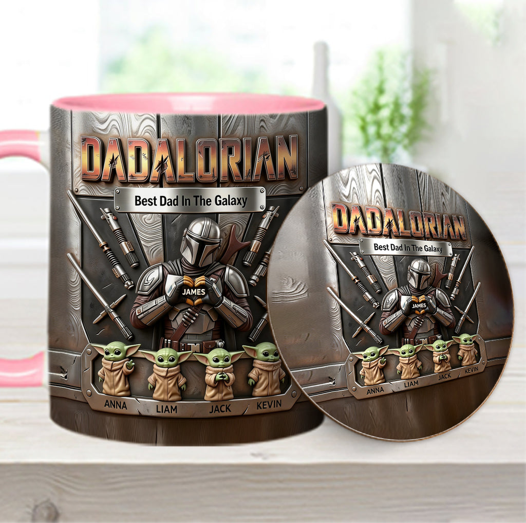 Best Dad In The Galaxy - Personalized The Force Accent Mug & Coaster